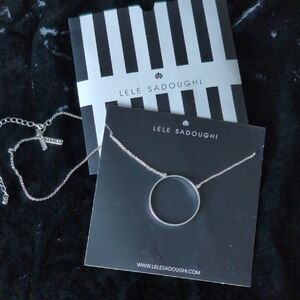 Lele Sadoughi Silver Circle Necklace